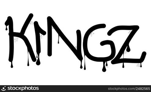 Kingz, modern slang  Kings  colored Graffiti tag. Abstract modern street art decoration performed in urban painting style.