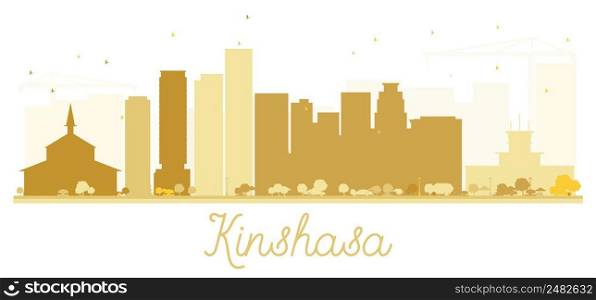 Kinshasa City skyline golden silhouette. Vector illustration. Simple flat concept for tourism presentation, banner, placard or web site. Business travel concept. Cityscape with landmarks