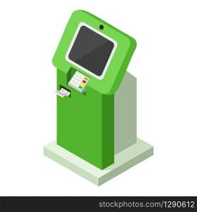 Kiosk payment icon. Isometric of kiosk payment vector icon for web design isolated on white background. Kiosk payment icon, isometric style