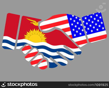 Kiribati and USA flags Handshake vector illustration Eps 10. Kiribati and USA flags Handshake vector