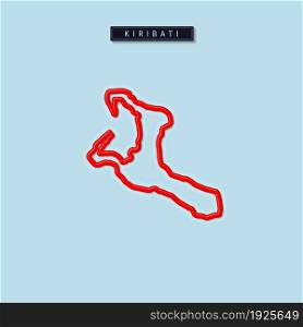 Kiribati bold outline map. Glossy red border with soft shadow. Country name plate. Vector illustration.. Kiribati bold outline map. Vector illustration