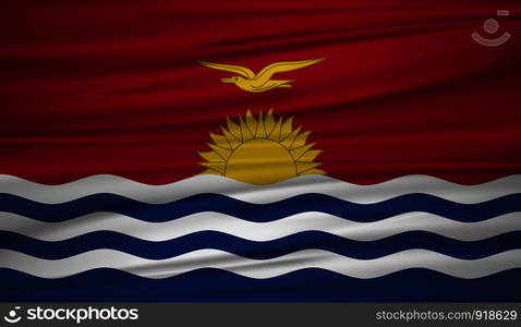 Kiribati flag vector. Vector flag of Kiribati blowig in the wind. EPS 10.