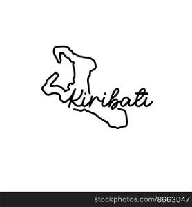 Kiribati outline map with the handwritten country name. Continuous line drawing of patriotic home sign. A love for a small homeland. T-shirt print idea. Vector illustration.. Kiribati outline map with the handwritten country name. Continuous line drawing of patriotic home sign