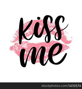 kiss me hand lettering scalable and editable vector. kiss me hand lettering scalable and editable vector illustration slogan