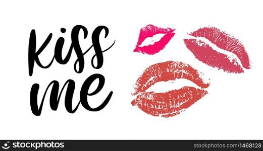 kiss me hand lettering scalable and editable vector. kiss me hand lettering scalable and editable vector illustration slogan