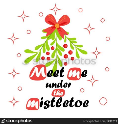 Kiss Me Under The Mistletoe.. Kiss Me Under The Mistletoe. Man and woman embrace under Christmas mistletoe.