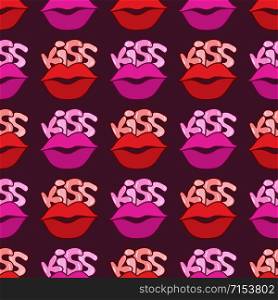 Kisses seamless pattern. Glamour background with red lips. Romantic kisses pattern for textile design. Kisses seamless pattern. Glamour background with red lips. Romantic kisses pattern for textile design.