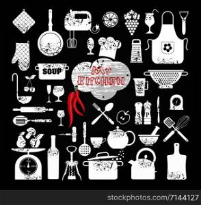 Kitchen abstact icons set