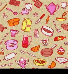 Kitchen And Cooking Seamless Pattern Vector