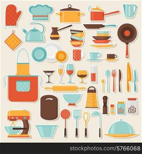 Kitchen and restaurant icon set of utensils.