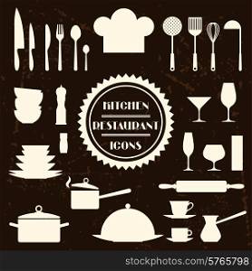 Kitchen and restaurant icons. Set of utensils.