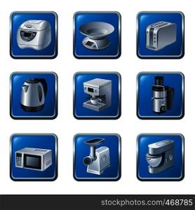 kitchen appliances buttons icon set