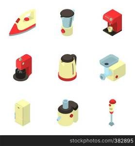 Kitchen appliances icons set. Cartoon illustration of 9 kitchen appliances vector icons for web. Kitchen appliances icons set, cartoon style