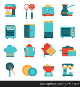 Kitchen appliances icons set with toaster mixer dish frying pan isolated vector illustration