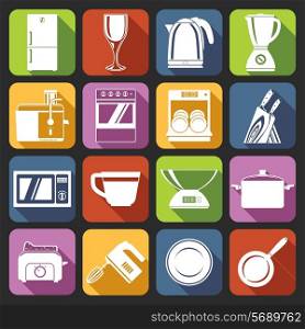 Kitchen appliances icons white set with microwave oven cup weights pot isolated vector illustration