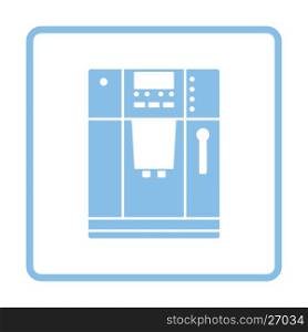 Kitchen coffee machine icon. Blue frame design. Vector illustration.