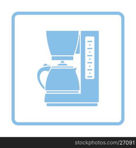 Kitchen coffee machine icon. Blue frame design. Vector illustration.