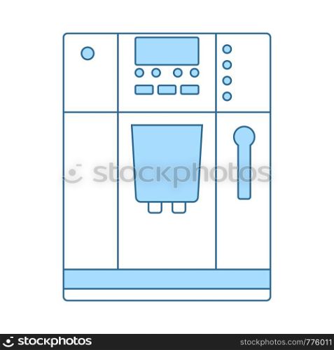 Kitchen Coffee Machine Icon. Thin Line With Blue Fill Design. Vector Illustration.