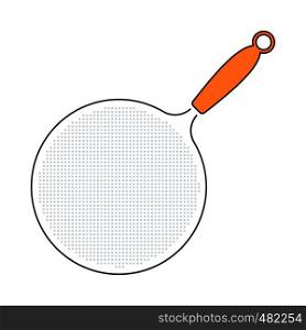 Kitchen Colander Icon. Thin Line With Orange Fill Design. Vector Illustration.