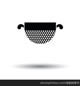 Kitchen colander icon. White background with shadow design. Vector illustration.