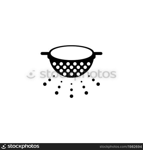 Kitchen Colander, Pasta Strainer. Flat Vector Icon illustration. Simple black symbol on white background. Kitchen Colander, Pasta Strainer sign design template for web and mobile UI element. Kitchen Colander, Pasta Strainer Flat Vector Icon