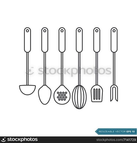 Kitchen Cook Utensils Set Icon Vector Template Illustration Design