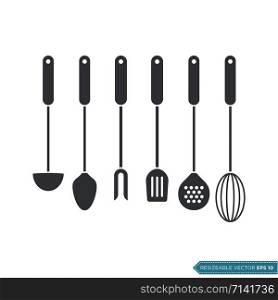 Kitchen Cook Utensils Set Icon Vector Template Illustration Design