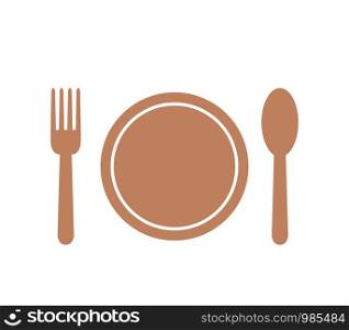 Kitchen cutlery icon with plate