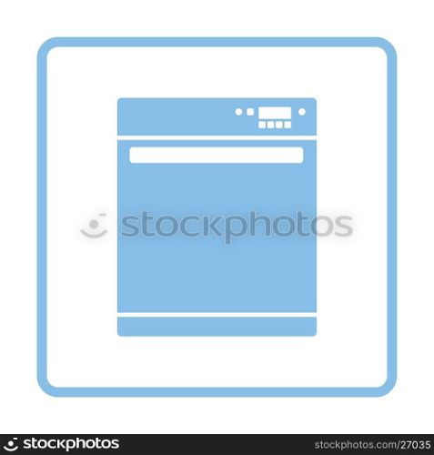 Kitchen dishwasher machine icon. Blue frame design. Vector illustration.