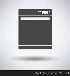 Kitchen dishwasher machine icon on gray background with round shadow. Vector illustration.