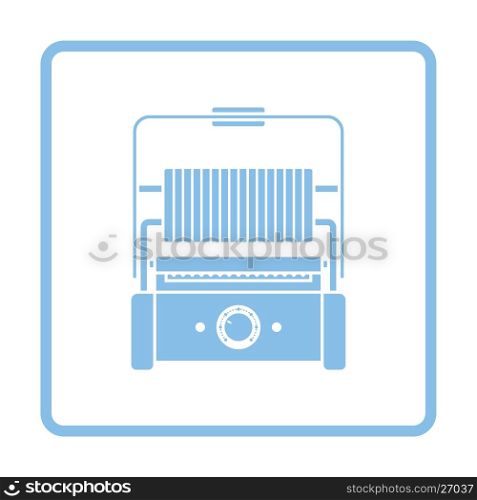 Kitchen electric grill icon. Blue frame design. Vector illustration.