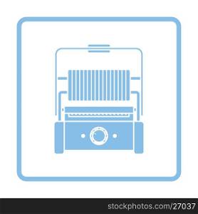 Kitchen electric grill icon. Blue frame design. Vector illustration.