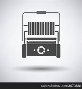 Kitchen electric grill icon on gray background with round shadow. Vector illustration.