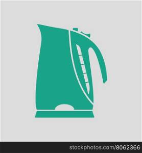 Kitchen electric kettle icon. Gray background with green. Vector illustration.