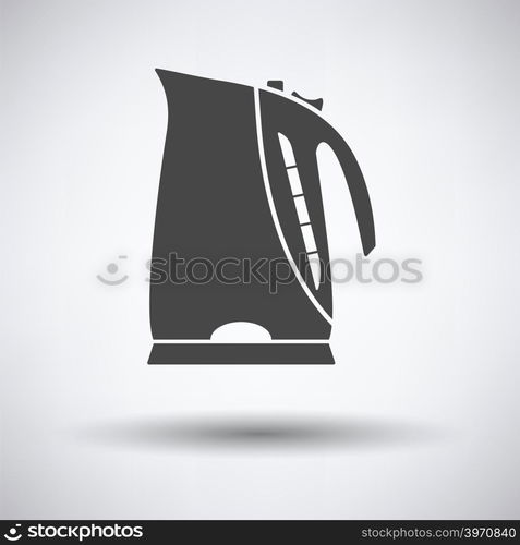 Kitchen electric kettle icon on gray background with round shadow. Vector illustration.