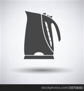 Kitchen electric kettle icon on gray background with round shadow. Vector illustration.