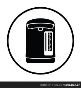 Kitchen electric kettle icon. Thin circle design. Vector illustration.