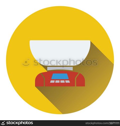 Kitchen electric scales icon. Flat design. Vector illustration.