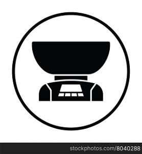 Kitchen electric scales icon. Thin circle design. Vector illustration.