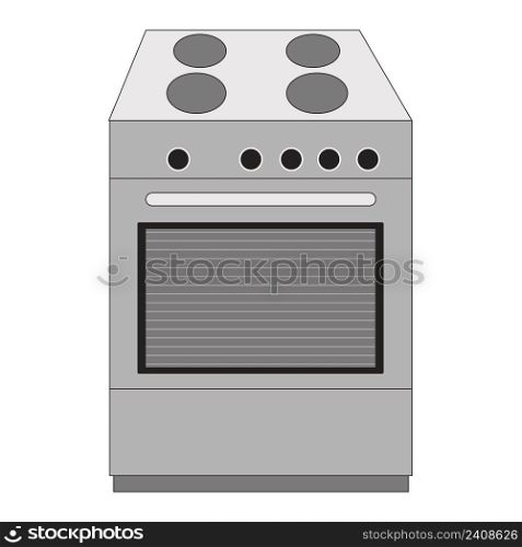 Kitchen electric stove, foreground. Household appliances vector isolated object