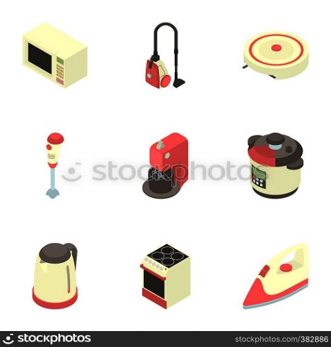 Kitchen electronic appliances icons set. Cartoon illustration of 9 kitchen electronic appliances vector icons for web. Kitchen electronic appliances icons set