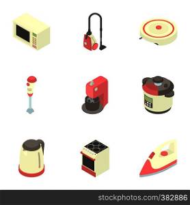 Kitchen electronic appliances icons set. Cartoon illustration of 9 kitchen electronic appliances vector icons for web. Kitchen electronic appliances icons set