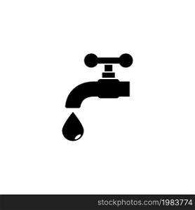 Kitchen Faucet, Water Tap. Flat Vector Icon illustration. Simple black symbol on white background. Kitchen Faucet, Water Tap sign design template for web and mobile UI element. Kitchen Faucet, Water Tap Flat Vector Icon