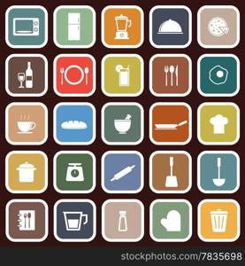 Kitchen flat icons on red background, stock vector