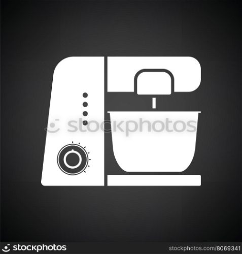 Kitchen food processor icon. Black background with white. Vector illustration.