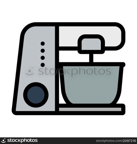 Kitchen Food Processor Icon. Editable Bold Outline With Color Fill Design. Vector Illustration.