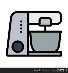 Kitchen Food Processor Icon. Editable Bold Outline With Color Fill Design. Vector Illustration.