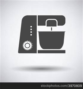 Kitchen food processor icon on gray background with round shadow. Vector illustration.