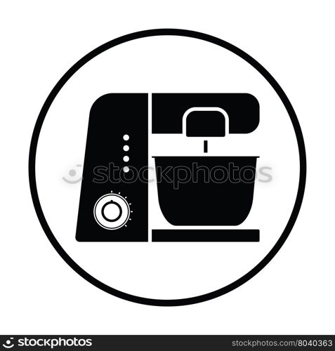 Kitchen food processor icon. Thin circle design. Vector illustration.