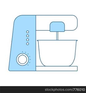 Kitchen Food Processor Icon. Thin Line With Blue Fill Design. Vector Illustration.